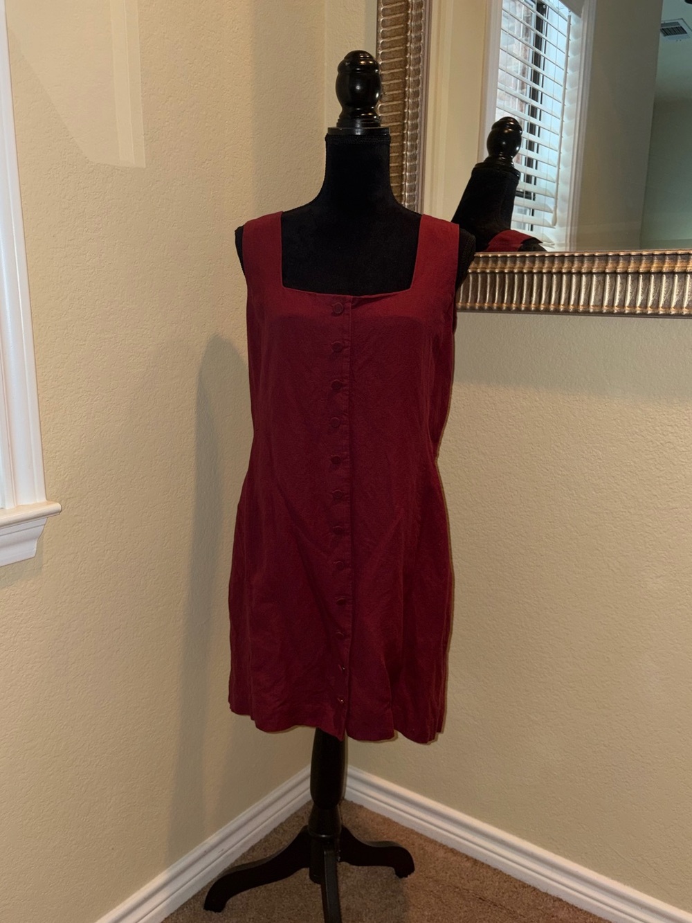 Ann Taylor Sleeveless Square-Neck Mini Dress in Burgundy - Picture 5 of 10